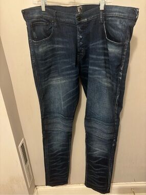 PRPS Jeans Men Size 40 40x34 Denim Le Sabre Moto Slim Tapered Button Fly Stretch